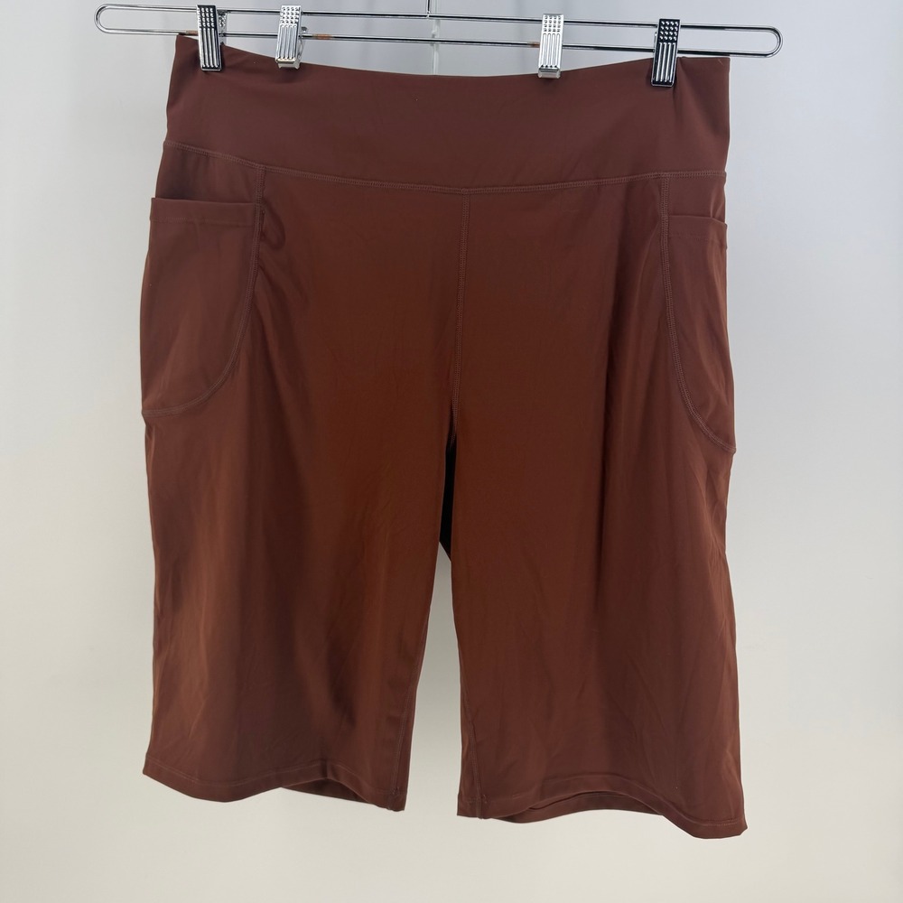 Santiny Biker Shorts Womens 3x Brown High Waist Pockets Athletic Yoga Plus Size